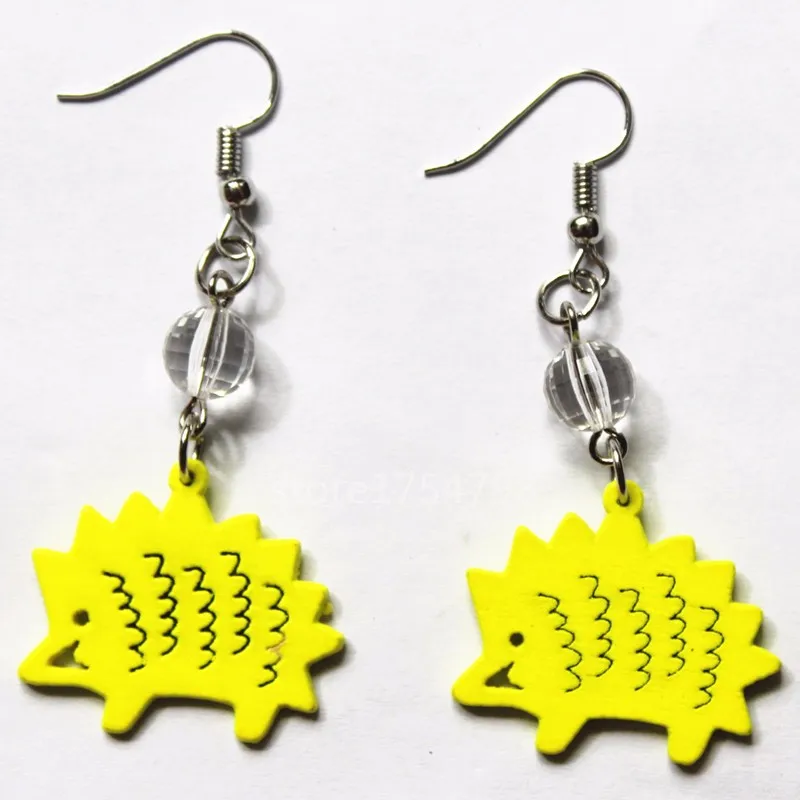 Cute Transparent Bead Silver Hooks Drop Earrings Wood Hedgehog Earrings Beautiful Party Gifts For Women Girls Jewelry 
Cute Transparent Bead Silver Hooks Drop Earrings Wood Hedgehog Earrings Beautiful Party Gifts For Women Girls Jewelry