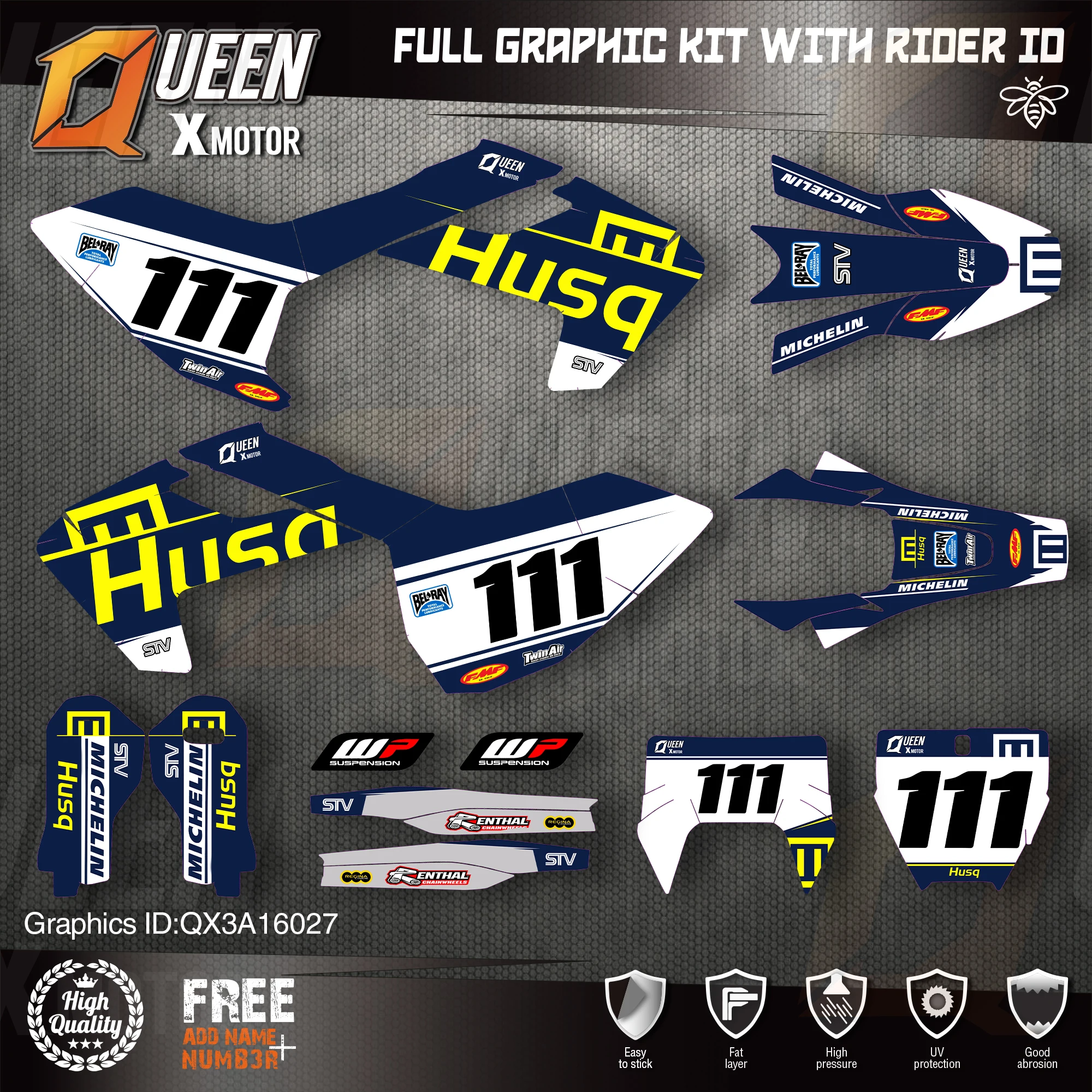 QUEEN X MOTOR Custom Team графические наклейки, Набор наклеек для Husqvarna Decal 2016-18 TC FC TX FX FS 17-19 TE FE 125-450CC 027
QUEEN X MOTOR Custom Team графические наклейки, Набор наклеек для Husqvarna Decal 2016-18 TC FC TX FX FS 17-19 TE FE 125-450CC 027