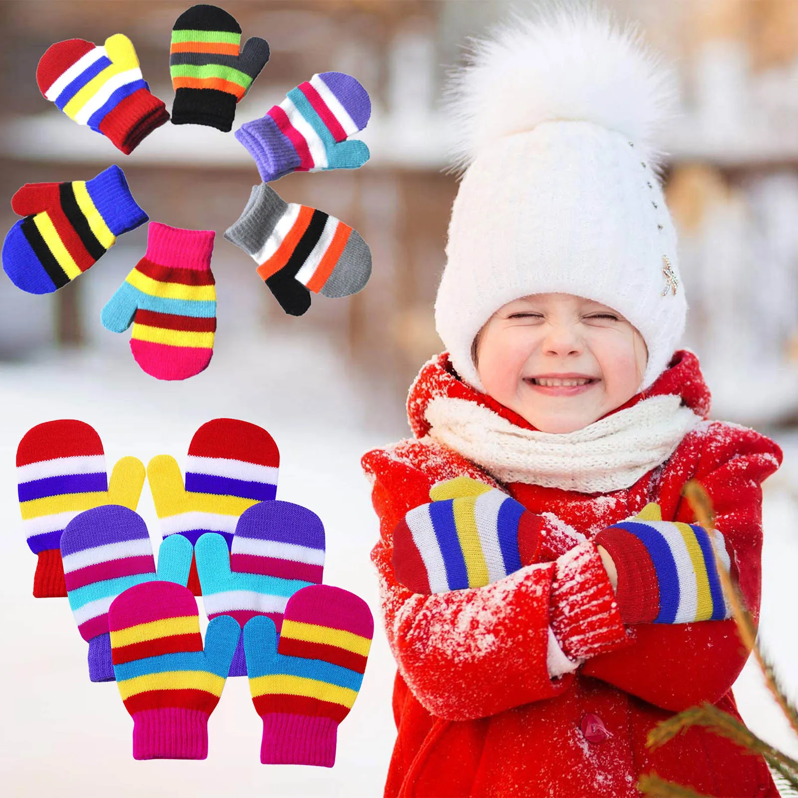 Kids Winter Warm Thicken Gloves Striped Print Girls Boys Children Cute Mittens Imitation Full Finger Gloves For 1-5y Wholesale
Kids Winter Warm Thicken Gloves Striped Print Girls Boys Children Cute Mittens Imitation Full Finger Gloves For 1-5y Wholesale