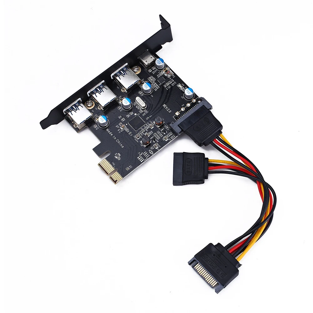 PCI-E to USB 3.0 Type C 3 Type A Expansion Card Interface 4 Port PCI Express Card Desktop with 15 pin SATA Power Connector Cable
PCI-E to USB 3.0 Type C 3 Type A Expansion Card Interface 4 Port PCI Express Card Desktop with 15 pin SATA Power Connector Cable