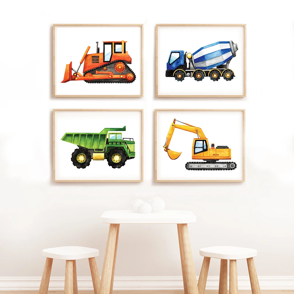 Construction Vehicle Watercolor Nursery Prints Cartoon Toy Digger Dump Truck Bulldozer Canvas Poster Wall Picture Kid Room Decor
Construction Vehicle Watercolor Nursery Prints Cartoon Toy Digger Dump Truck Bulldozer Canvas Poster Wall Picture Kid Room Decor