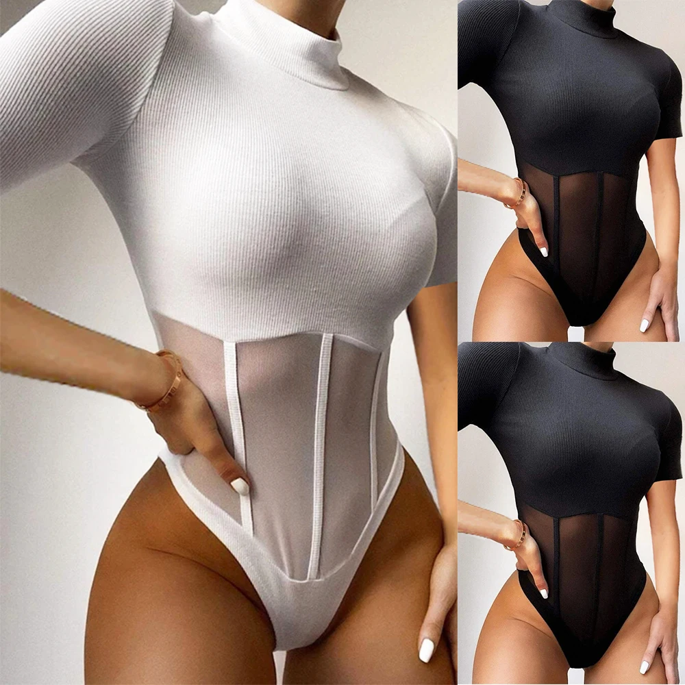 Clear SHORT SLEEVE BODYSUIT Small High Neck Slim Mesh Hollow Out Sexy Black And White Solid Summer Beach Party 2021
Clear SHORT SLEEVE BODYSUIT Small High Neck Slim Mesh Hollow Out Sexy Black And White Solid Summer Beach Party 2021