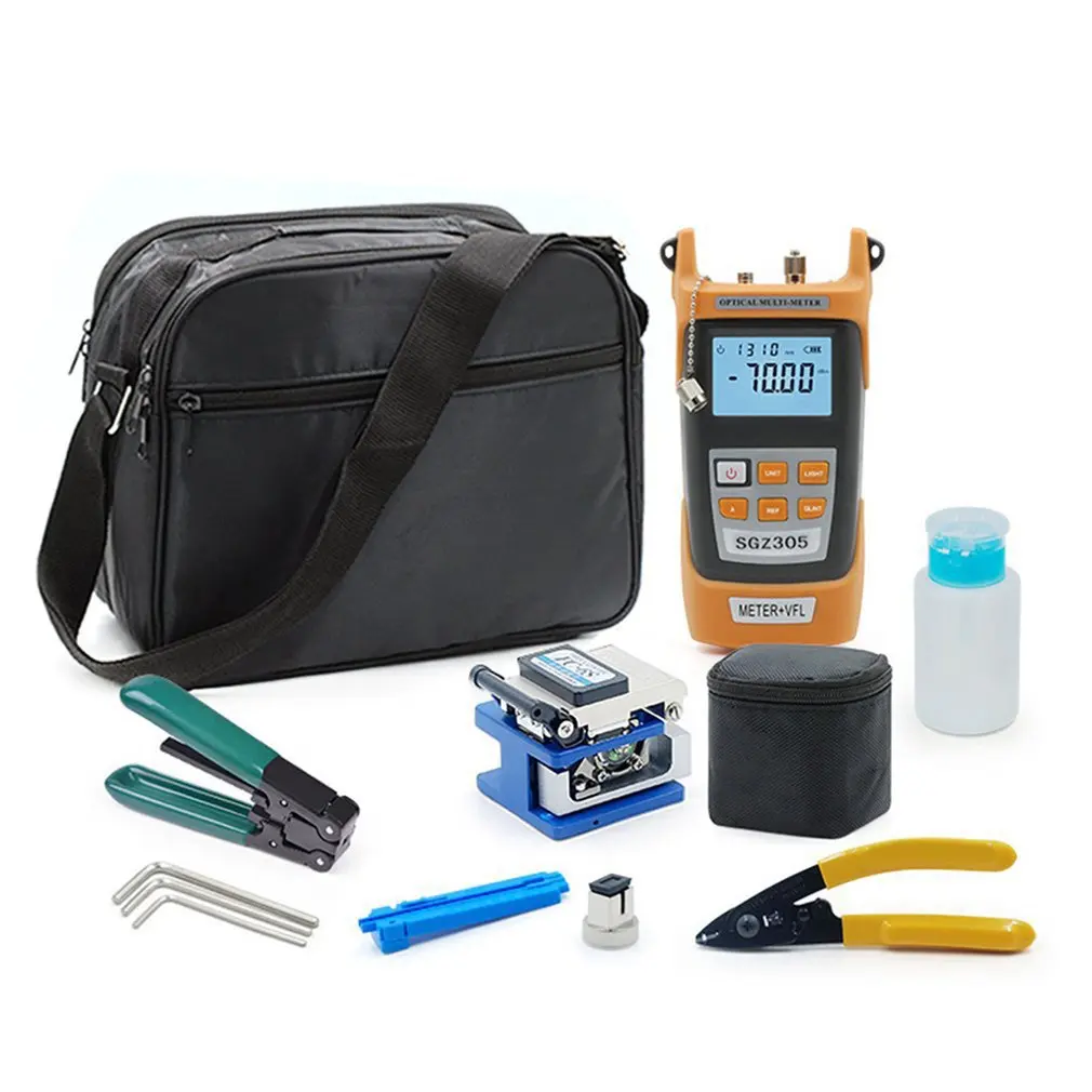 Fiber Optic Ftth Tool Kit With FC-6S Fiber Cleaver And 5mw Optical Power Meter Visual Fault Locator Wire Stripper CFS-2
Fiber Optic Ftth Tool Kit With FC-6S Fiber Cleaver And 5mw Optical Power Meter Visual Fault Locator Wire Stripper CFS-2