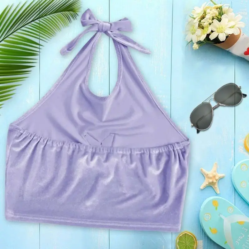 Women Summer Velvet Crop Top Sexy Halter Bowknot Backless Camisole Butterfly Embroidery Solid Color Tank Streetwear S-2XL 
Women Summer Velvet Crop Top Sexy Halter Bowknot Backless Camisole Butterfly Embroidery Solid Color Tank Streetwear S-2XL