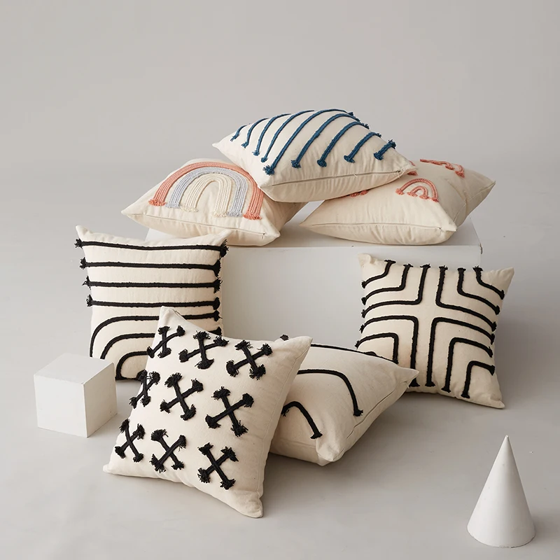 Home Decoration Rainbow Cushion Cover Black Stripe Pillow Cover Rope Embroidery Pink 45x45cm for Living Room Bed Room
Home Decoration Rainbow Cushion Cover Black Stripe Pillow Cover Rope Embroidery Pink 45x45cm for Living Room Bed Room