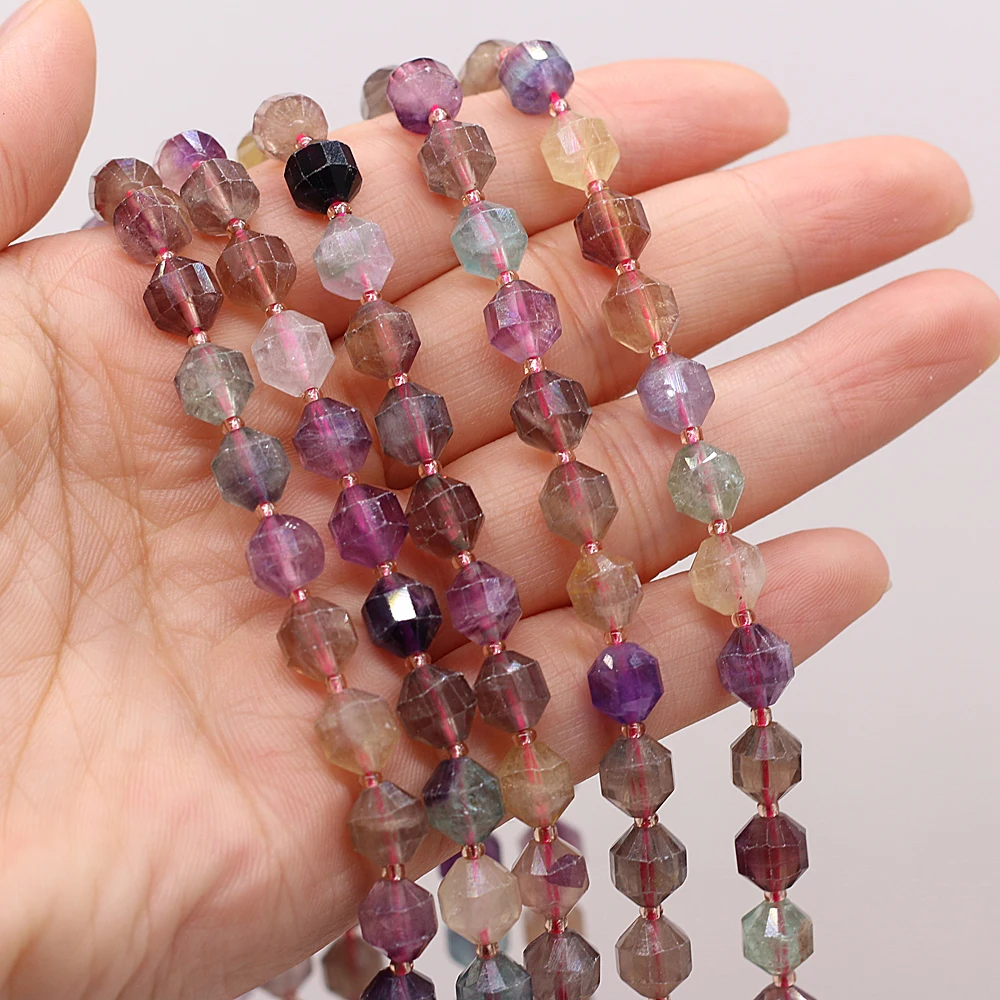 

Natural Fluorite Beaded Faceted Round Shape Beads for Women Exquisite Jewelry Making DIY Necklace Bracelet Accessries 8mm