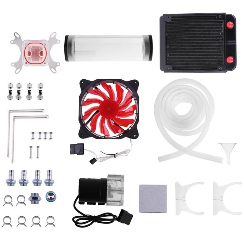 Pc Water Cooling System Set G1/4 inch Universal Cpu Waterblock 160Mm Water Tank Pump 120Mm Radiator 2M Hose Cooling Fans Kit 
Pc Water Cooling System Set G1/4 inch Universal Cpu Waterblock 160Mm Water Tank Pump 120Mm Radiator 2M Hose Cooling Fans Kit