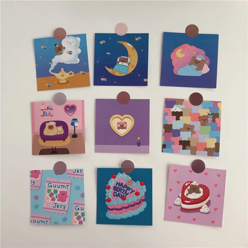 Korean Ins Cartoon Cute Bear Decorative Card 9 Sheets Waterproof Double Sided Postcard Bookmarks Diy Romantic Life Wall Sticker
Korean Ins Cartoon Cute Bear Decorative Card 9 Sheets Waterproof Double Sided Postcard Bookmarks Diy Romantic Life Wall Sticker