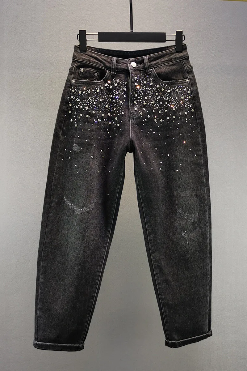 Fashion Diamond Jeans Women's 2020 Autumn Winter High Waist Loose Elastic Denim Pants Girls Students Cowboy Pants Basic Jeans
Fashion Diamond Jeans Women's 2020 Autumn Winter High Waist Loose Elastic Denim Pants Girls Students Cowboy Pants Basic Jeans
