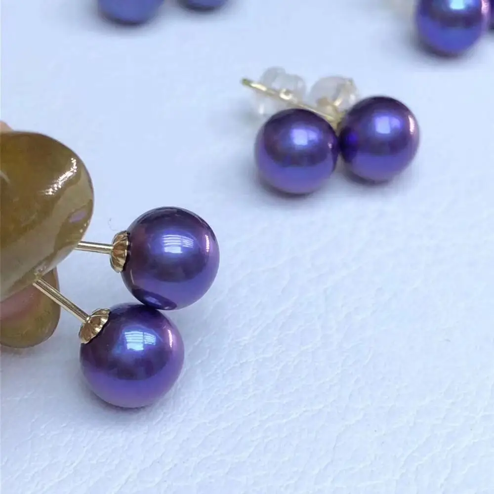 Fine Jewelry Pure 18 K Gold Natural Fresh Water Purple 7-8mm Round Pearl Earrings for Women Fine Pearl Earrings
Fine Jewelry Pure 18 K Gold Natural Fresh Water Purple 7-8mm Round Pearl Earrings for Women Fine Pearl Earrings