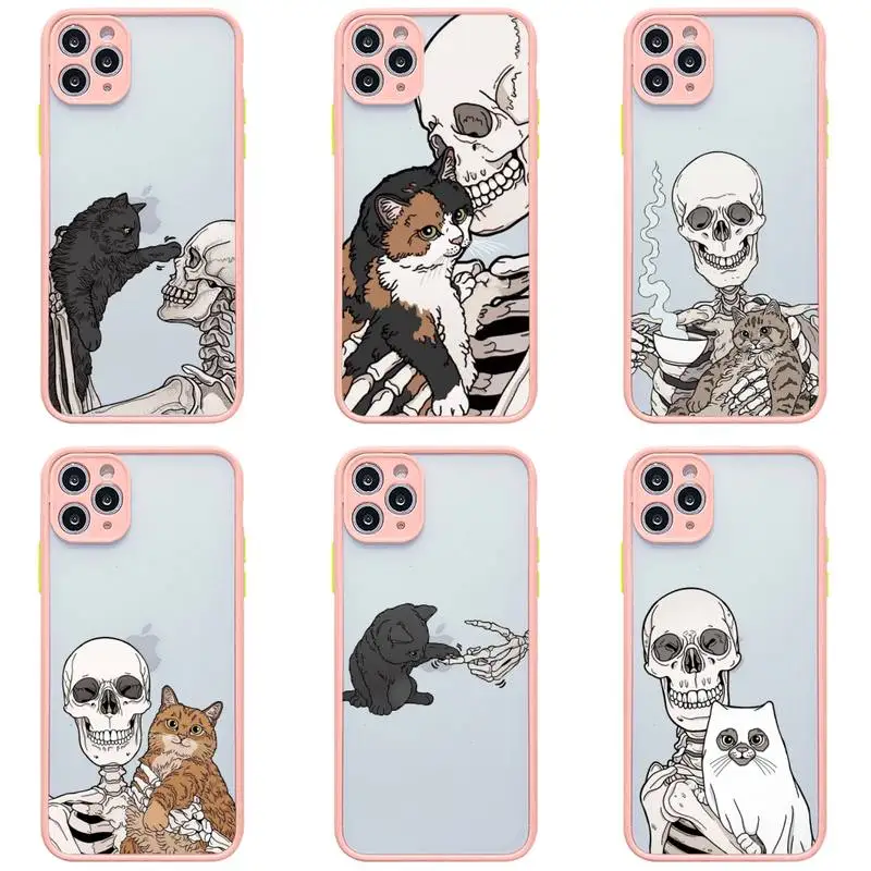 Cute Cat and Skeleton Phone Case For iphone 13 12 11 Pro Max Mini XS 8 7 Plus X SE 2020 XR Light pink Matte Transparent Cover
Cute Cat and Skeleton Phone Case For iphone 13 12 11 Pro Max Mini XS 8 7 Plus X SE 2020 XR Light pink Matte Transparent Cover