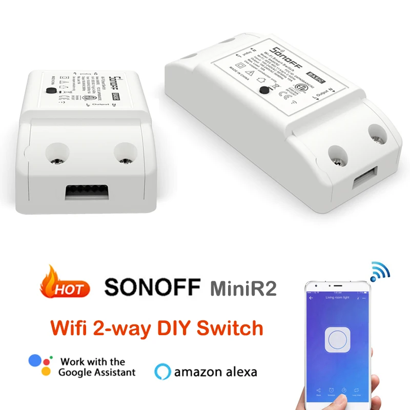 Sonoff Basic R2 Wifi Timer Smart Switch Support eWelink APP Wireless Home automation Compatible with Google Home Alexa
Sonoff Basic R2 Wifi Timer Smart Switch Support eWelink APP Wireless Home automation Compatible with Google Home Alexa