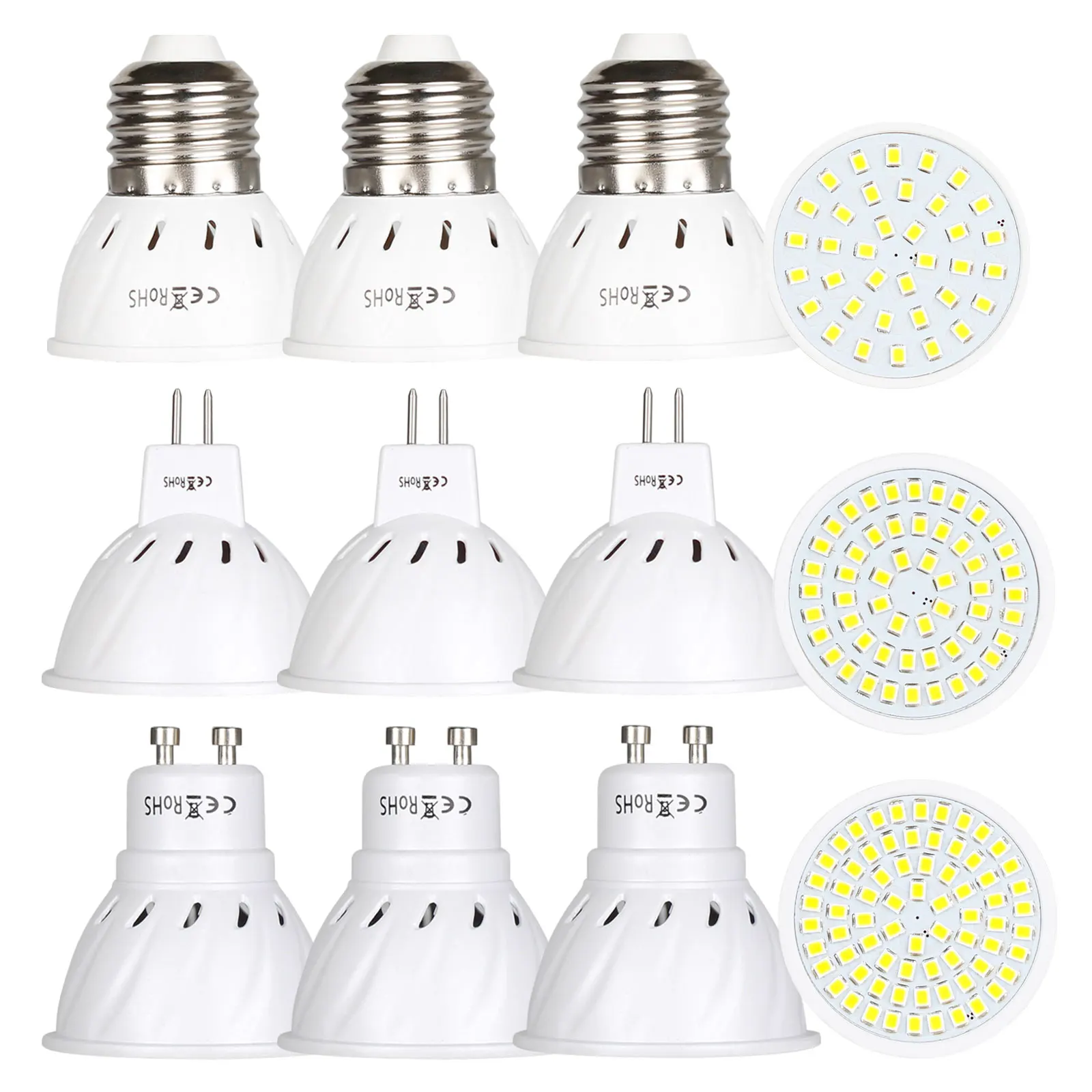 

E27 MR16 GU10 LED Diode Lamp Ampoule LED Spotlight Bulb AC 220V 36 54 72 LEDs SMD 2835 Chip High Lumen No Flicker 4W 6W 8W