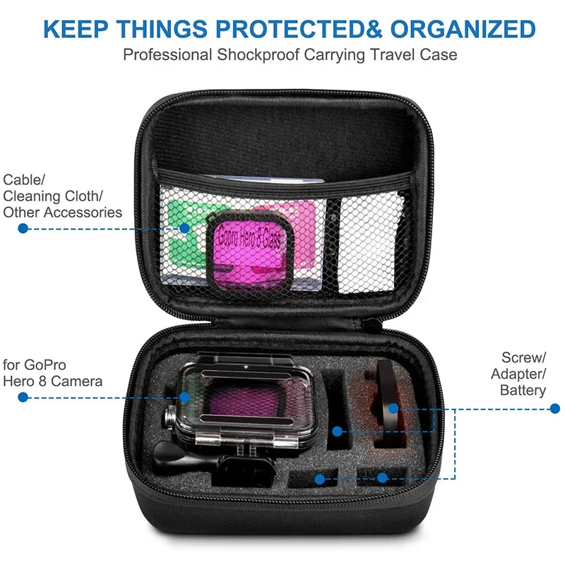 Accessories Kit for GoPro Hero 8 Black/Waterproof Housing/Tempered Glass Screen Protector/Carrying Case/Cover/Snorkel Filters
Accessories Kit for GoPro Hero 8 Black/Waterproof Housing/Tempered Glass Screen Protector/Carrying Case/Cover/Snorkel Filters