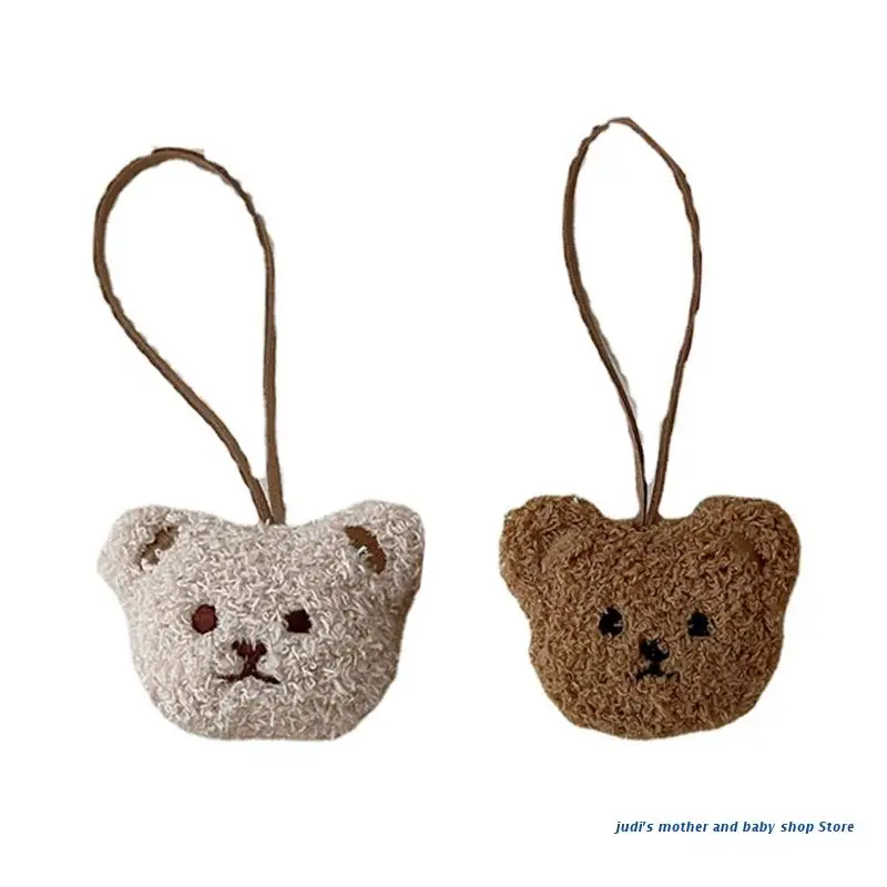 

67JC Mini Cute Plush Bear Doll Bag Pendant with Child Name Listing for Christmas Tree Decorations Brown/ Milk Tea 7.09x2.76"