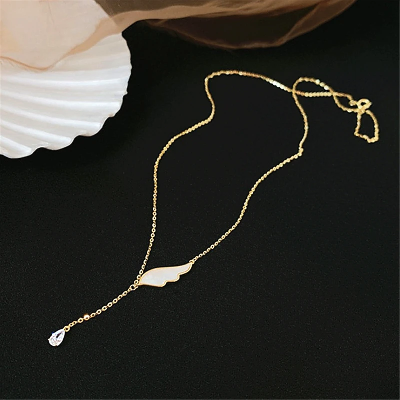 

Fashion all-match ins Japanese and Korean shell wings necklace female new trendy niche design sense net celebrity light luxury h