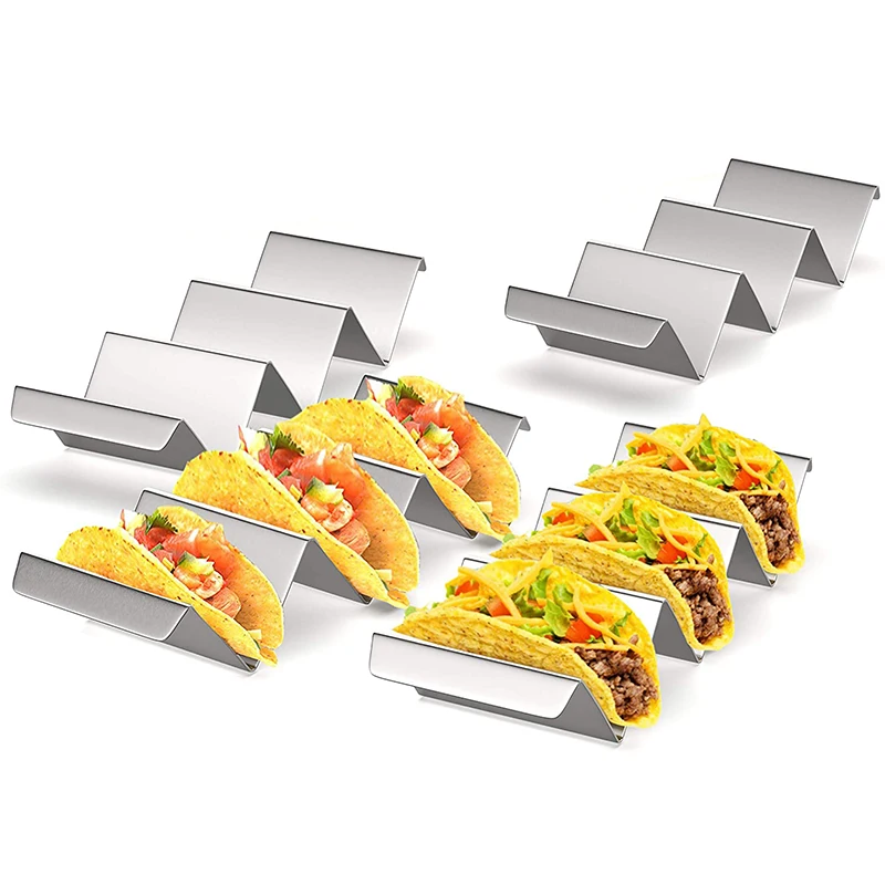 

Stainless Steel Taco Holders Rack Mexican Food Hard Stand Holds Food Display Soft Shells Wave Shape Kitchen Utensils Restaurant