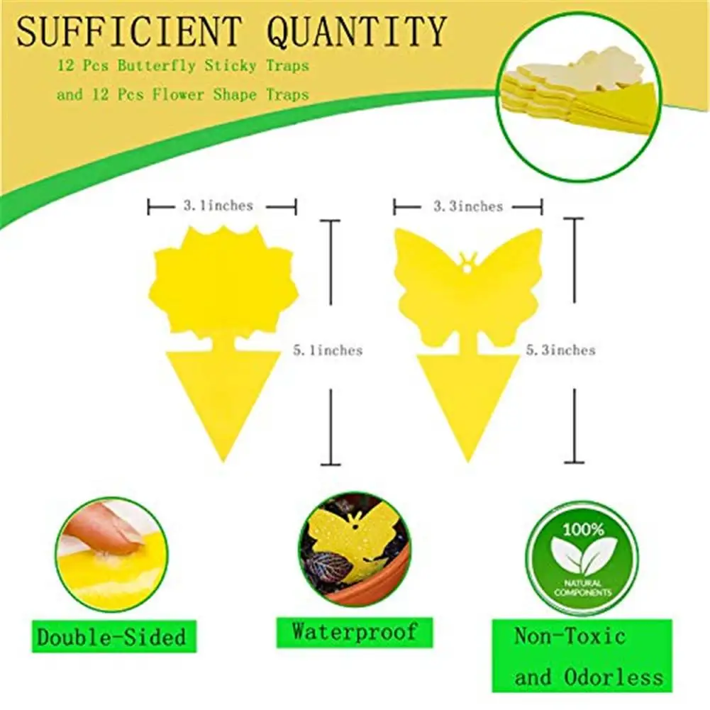 24PCS Dual-Sided Yellow Sticky Traps Non-toxic And Odorless Fruit Fly Trap Gnat Trap Indoor Waterproof Fungus Gnat Killer
24PCS Dual-Sided Yellow Sticky Traps Non-toxic And Odorless Fruit Fly Trap Gnat Trap Indoor Waterproof Fungus Gnat Killer