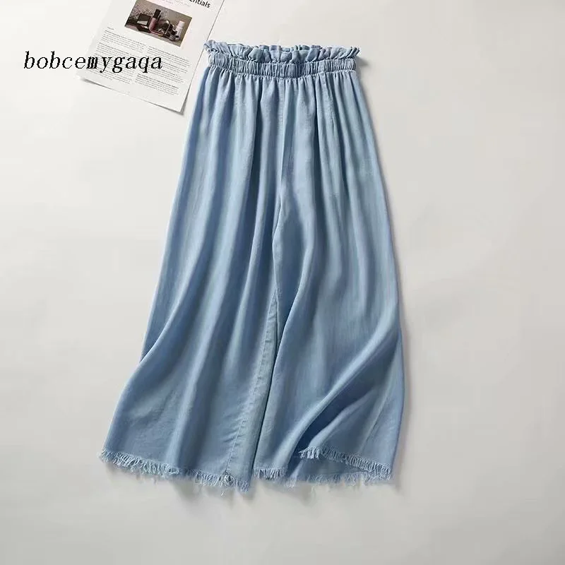 elastic waist soft jeans ankle length wide leg pants tassel blue Jeans loose palazzo pants casual fringe spring summer pants
elastic waist soft jeans ankle length wide leg pants tassel blue Jeans loose palazzo pants casual fringe spring summer pants