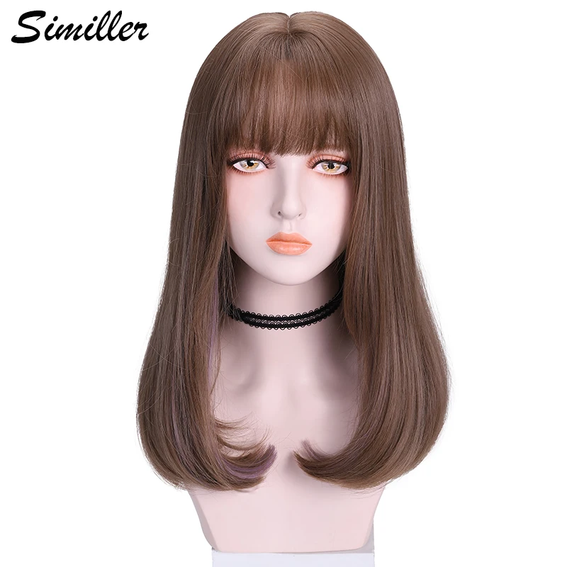 Similler Women Synthetic Wigs Medium Straight Hair Purple Highlight Brown Daily Use Wig with Bangs
Similler Women Synthetic Wigs Medium Straight Hair Purple Highlight Brown Daily Use Wig with Bangs