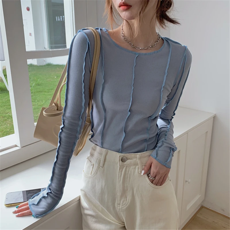 Chic Skintight Sexy Women Blouse Korea Shirt bottoming Tops soft Knitted Female Shirts Blue Rose Spring Summer Blouses Fashion
Chic Skintight Sexy Women Blouse Korea Shirt bottoming Tops soft Knitted Female Shirts Blue Rose Spring Summer Blouses Fashion