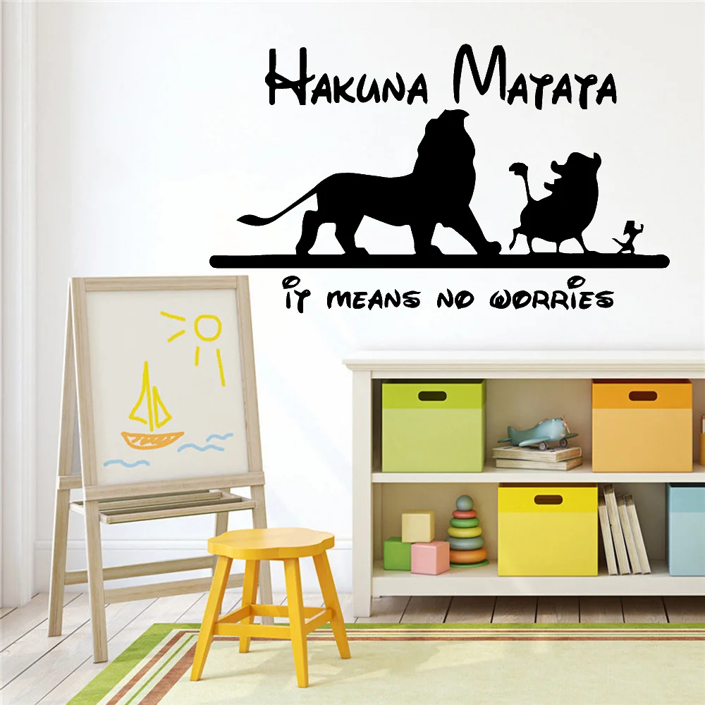 

Cartoon Hakuna matata Wall Stickers For Kids Rooms Vinyl Mural Bedroom Boy Stickers Wall Decal pegatinas pared