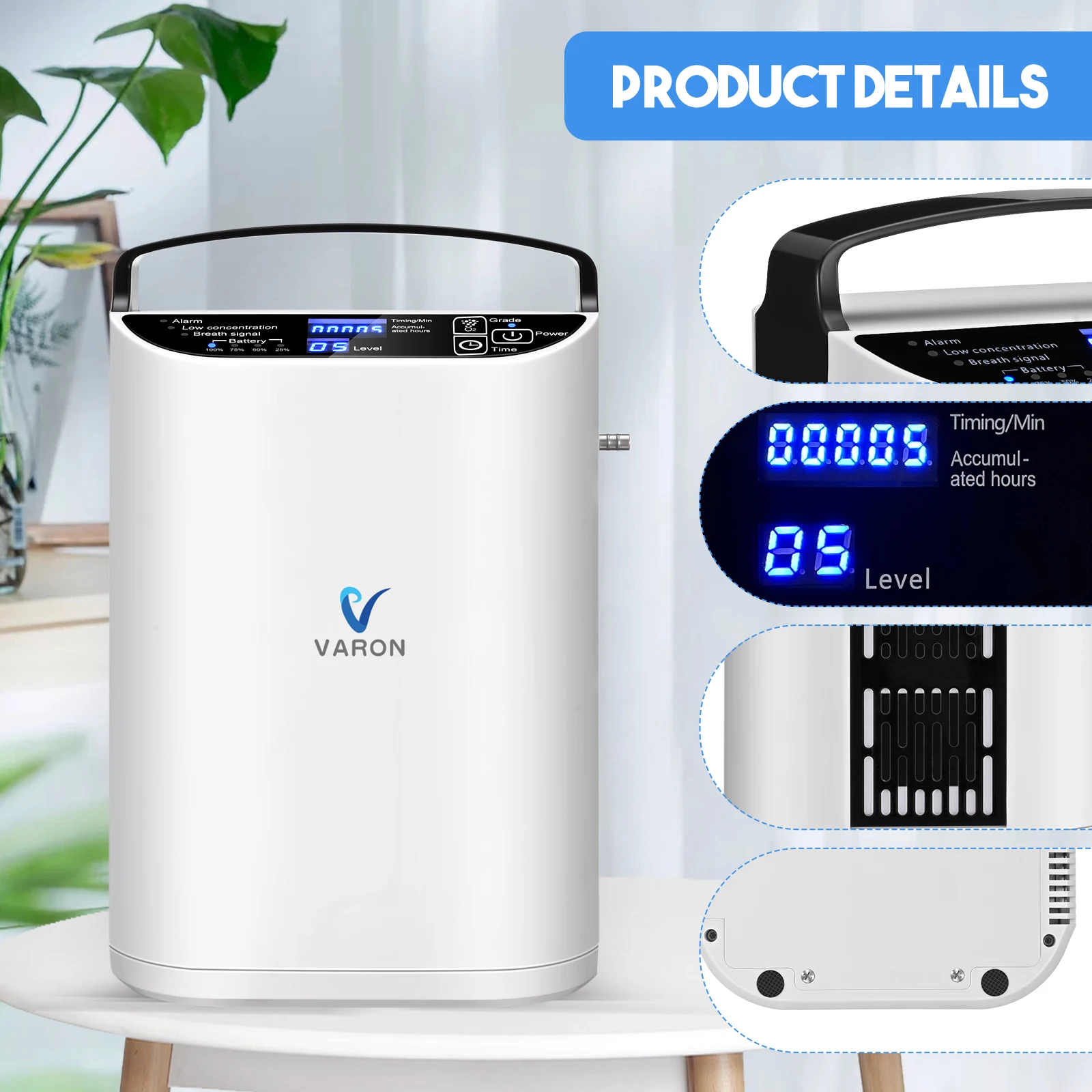 VARON Portable 5L Pulse Flow Oxygent Concentrator For Medical Home Use And Travel With Battery Use
VARON Portable 5L Pulse Flow Oxygent Concentrator For Medical Home Use And Travel With Battery Use