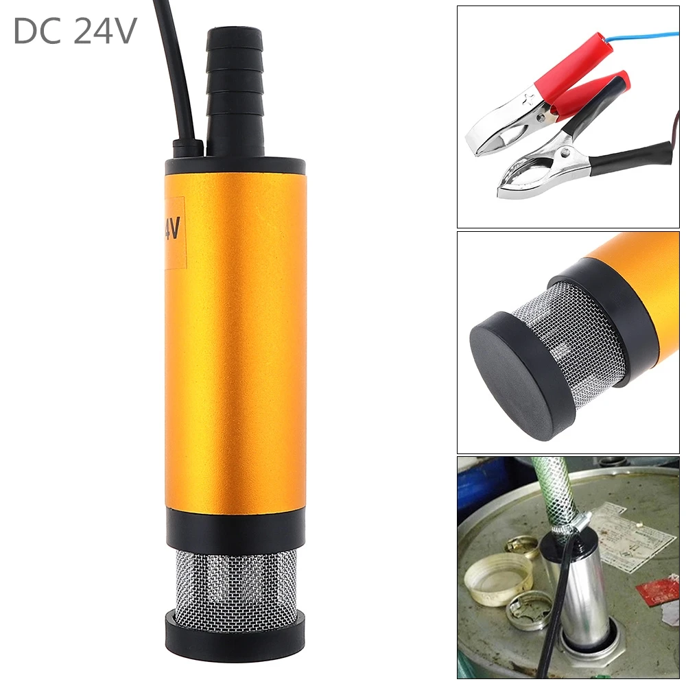 

DC 12V 38MM Silver Oil Pump Portable Car Electric Submersible Pump Fuel Water Oil Barrel Transfer Pump with 2 Alligator Clips