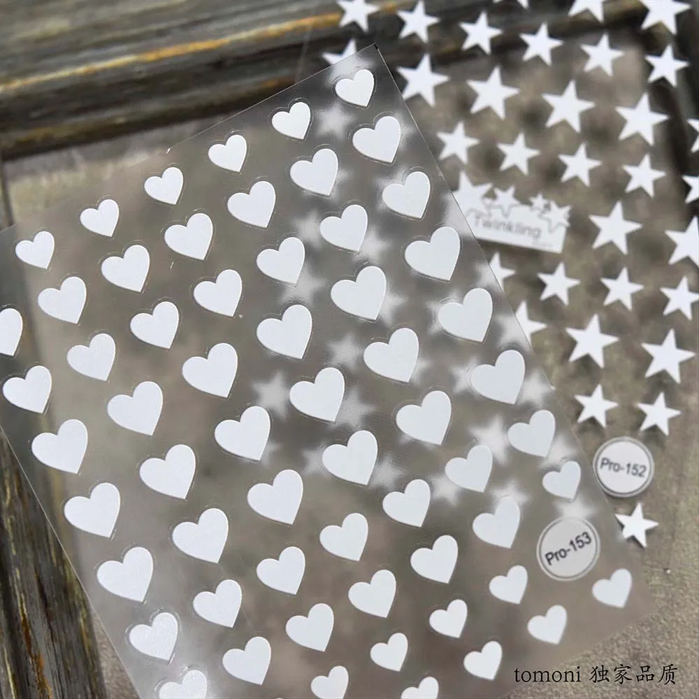 Наклейка для дизайна ногтей Love винно красное сердце белая звезда 3d с клеем