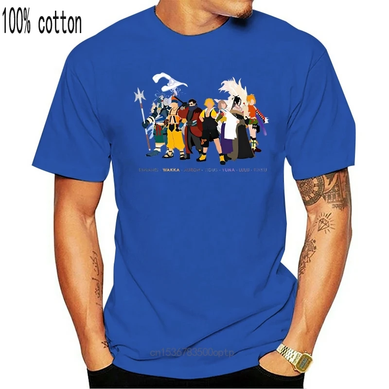 

New funny t shirts Final Fantasy X T Shirt Video Game Tidus Yuna Wakka Lulu Auron Rikku T-shirt Cool Novelty Style Tshirt