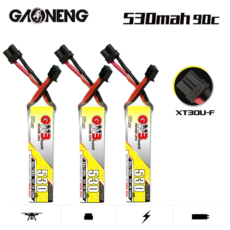 1-5PCS Upgrade RC Helicopter Quadcopter FPV Racing Drone Gaoneng GNB HV Lipo Battery 2S 530mAh 90C/180C 7.6V With XT30U-F Plug
1-5PCS Upgrade RC Helicopter Quadcopter FPV Racing Drone Gaoneng GNB HV Lipo Battery 2S 530mAh 90C/180C 7.6V With XT30U-F Plug