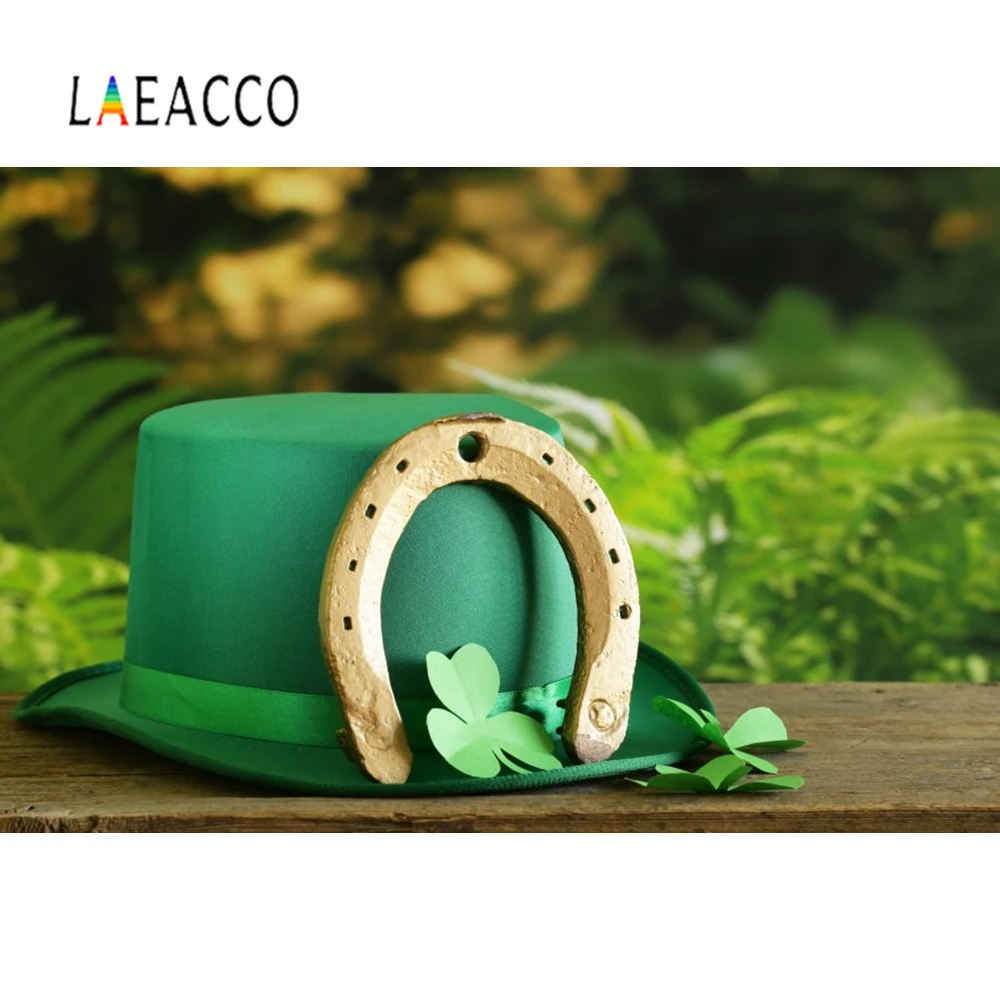 Laeacco Clovers деревянная доска Зеленая шляпа День Святого Патрика фото фон украшения