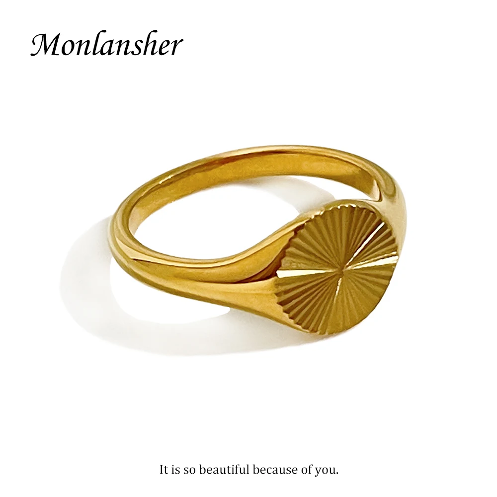 Monlansher Gold Color Stainless Steel Geometric Round Radial Pattern Finger Ring Minimalist Trend Daily Rings Jewelry for Women
Monlansher Gold Color Stainless Steel Geometric Round Radial Pattern Finger Ring Minimalist Trend Daily Rings Jewelry for Women