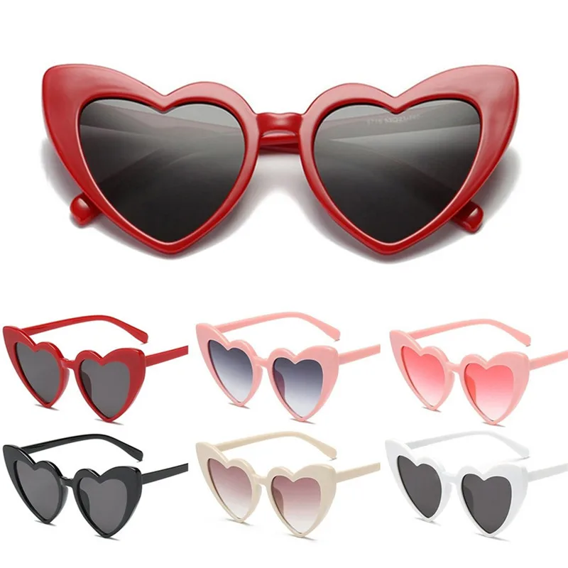 Brand Designer Vintage Sunglass Fashion Love Heart Effect Eyeglasses Women Cute Sexy Retro Cat Eye Cheap Sun Glasses Red Female |