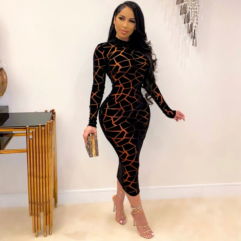 Fashion Print Bodycon Pencil Midi Party Dress Female Long Sleeve Slim Perspective Mesh Dresses for Women 2021 Black Sexy Dress
Fashion Print Bodycon Pencil Midi Party Dress Female Long Sleeve Slim Perspective Mesh Dresses for Women 2021 Black Sexy Dress