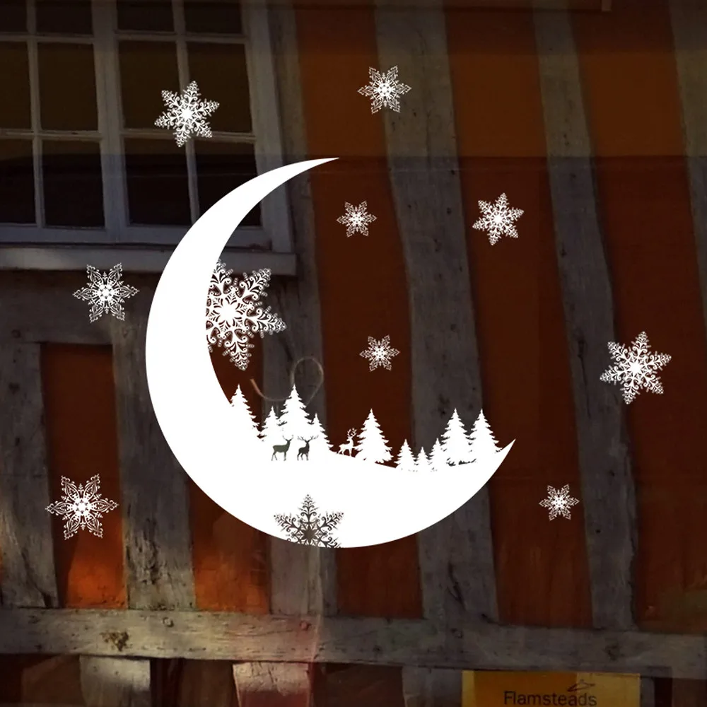 New Year Bedroom Window Glass Christmas Santa Claus Snow Household Decoration For Home Wall Stickers Wallpaper Accessori | Дом и сад