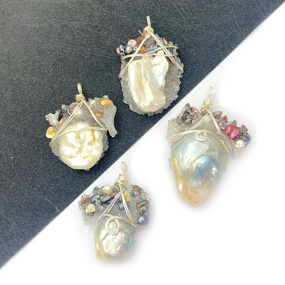 Fashion Pearl Pendant Jewelry Irregular Shaped White Crystal Inlay Winding DIY Jewelry Making Necklace Making Accessories
Fashion Pearl Pendant Jewelry Irregular Shaped White Crystal Inlay Winding DIY Jewelry Making Necklace Making Accessories