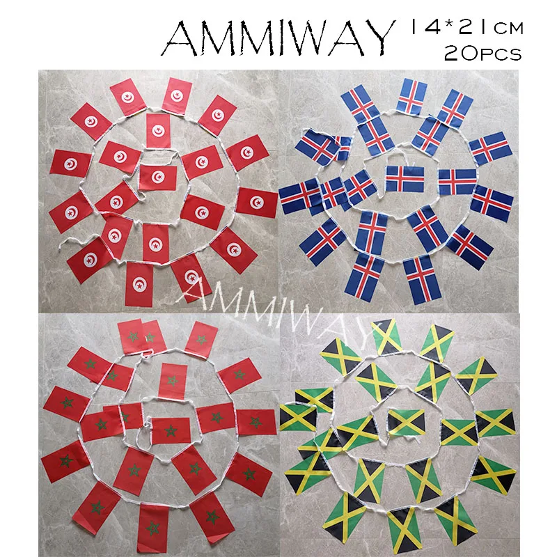 AMMIWAY 14x21 см 20 шт. Tunisia Iceland Small Custom полиэстер Национальный флаг Марокко Ямайка