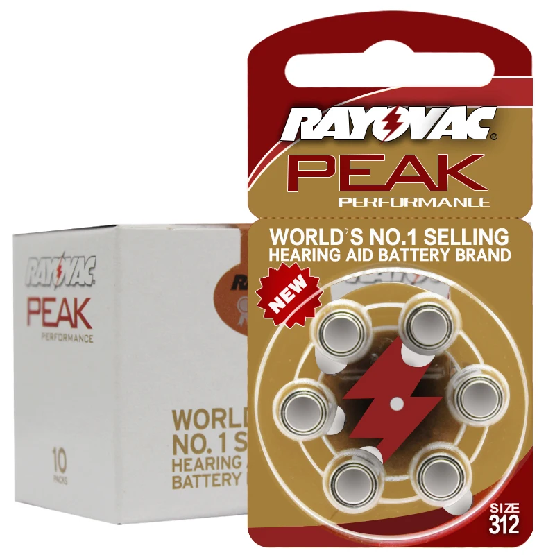 Hearing Aid Batteries 6 PCS / 1card RAYOVAC PEAK-A312/312/PR41 Zinc Air batterie 1.45V Size 312 Diameter 7.9mm Thickness 3.6mm
Hearing Aid Batteries 6 PCS / 1card RAYOVAC PEAK-A312/312/PR41 Zinc Air batterie 1.45V Size 312 Diameter 7.9mm Thickness 3.6mm