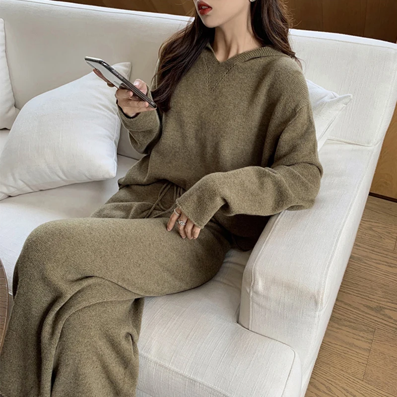 Knitted 2 pieces Set Tracksuits Women 2020 Autumn Winter Thick Warm O-neck Loose Sweater+Ankle-Length Pants Warm Cashmere Suit
Knitted 2 pieces Set Tracksuits Women 2020 Autumn Winter Thick Warm O-neck Loose Sweater+Ankle-Length Pants Warm Cashmere Suit