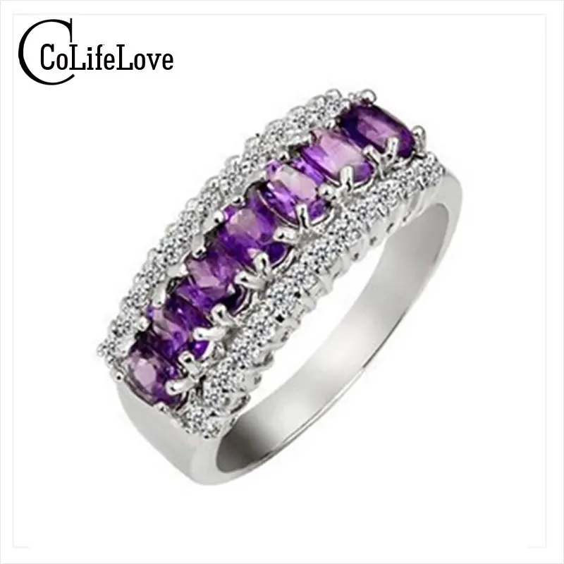 Luxurious Amethyst Ring 7 Pcs 3mm*4mm Natural Amethyst Silver Band Ring for Woman
Luxurious Amethyst Ring 7 Pcs 3mm*4mm Natural Amethyst Silver Band Ring for Woman