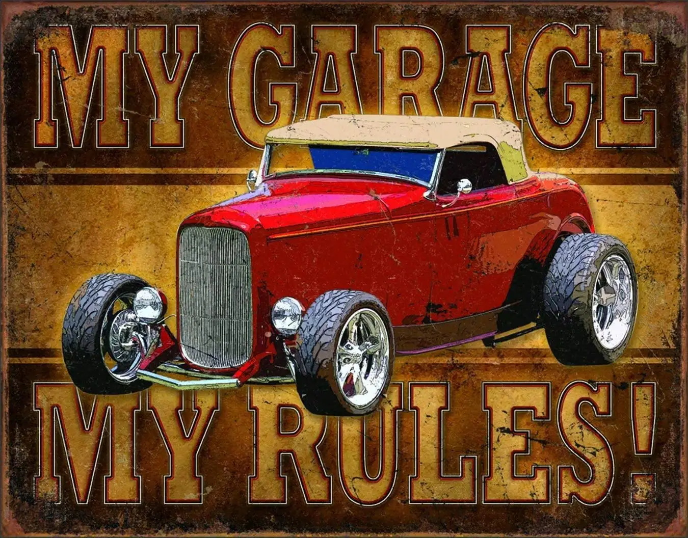 

My Garage My Rules Tin Sign Car Vintage Retro Garage Bar Club People Cave 12x8 Inch Wall Decoration