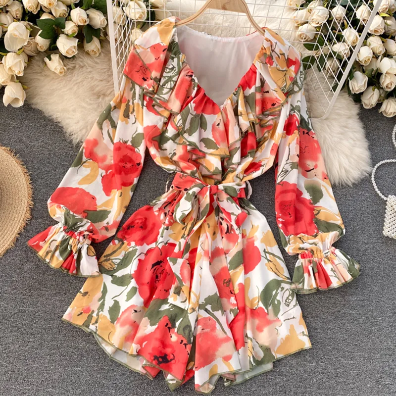 FTLZZ New Spring Autumn Women Casual Loose Sash Tie Up Floral Print Jumpsuits Elegant V-neck Puff Sleeve Ruffled Wide Leg Shorts
FTLZZ New Spring Autumn Women Casual Loose Sash Tie Up Floral Print Jumpsuits Elegant V-neck Puff Sleeve Ruffled Wide Leg Shorts
