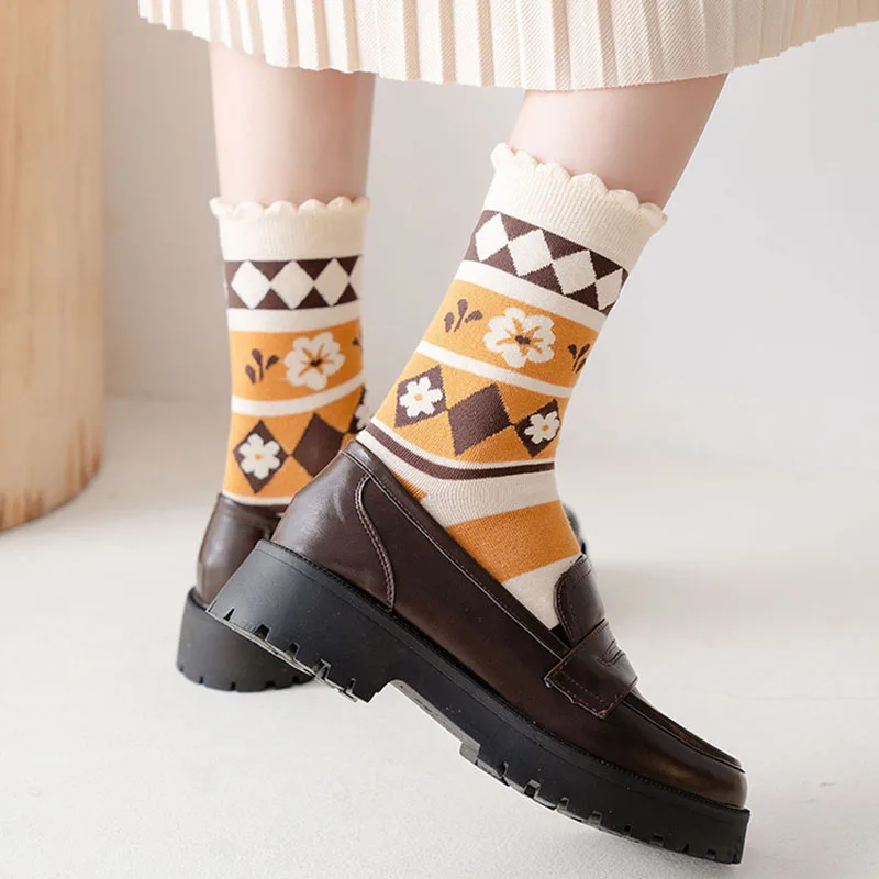 frilly cute japanese style sunflower Retro long socks kawaii calcetines mujer women chaussette femme fashion high cotton sock
frilly cute japanese style sunflower Retro long socks kawaii calcetines mujer women chaussette femme fashion high cotton sock