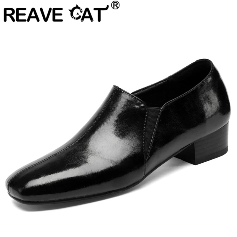 Женские туфли-лодочки без застежек REAVE CAT, новые весенние однотонные туфли из бычьей кожи с квадратным носком в стиле ретро, модель 33-43 черног... 
Женские туфли-лодочки без застежек REAVE CAT, новые весенние однотонные туфли из бычьей кожи с квадратным носком в стиле ретро, модель 33-43 черног...