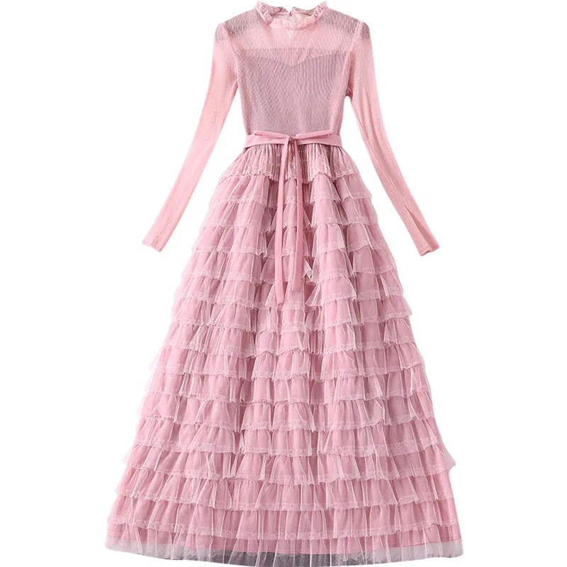 2020 new autumn and winter women's casual fashion all-match loose long-sleeved dress stitching lace cake dress solid color
2020 new autumn and winter women's casual fashion all-match loose long-sleeved dress stitching lace cake dress solid color