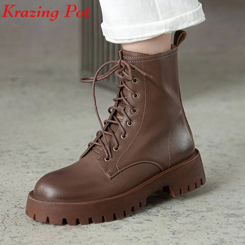 Krazing Pot cow leather 2022 beauty lady Chelsea boots basic clothing winter keep warm lace up thick med heels retro ankle boots
Krazing Pot cow leather 2022 beauty lady Chelsea boots basic clothing winter keep warm lace up thick med heels retro ankle boots