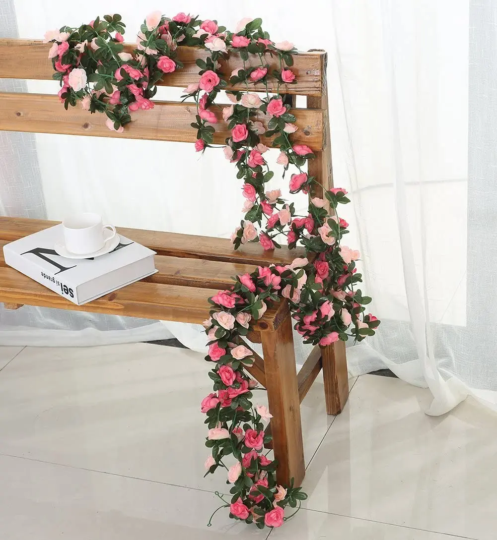 Rose Artificial Flower Garland for Wedding Fake Flower Home Decoration Garden Arch DIY Fake Plant Vine Party Decoration 45 Heads 
Rose Artificial Flower Garland for Wedding Fake Flower Home Decoration Garden Arch DIY Fake Plant Vine Party Decoration 45 Heads
