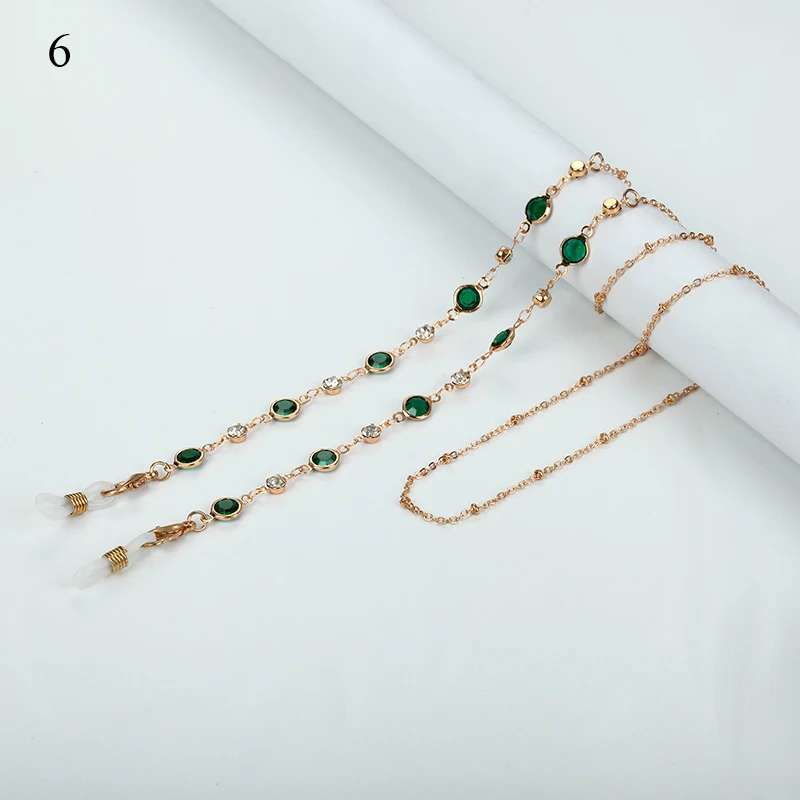 

Green gem Sunglasses Chain Exquisite Metal Glasses Chain Splicing Glasses Chain Multifunctional Mask Chain Imitation pearl chain