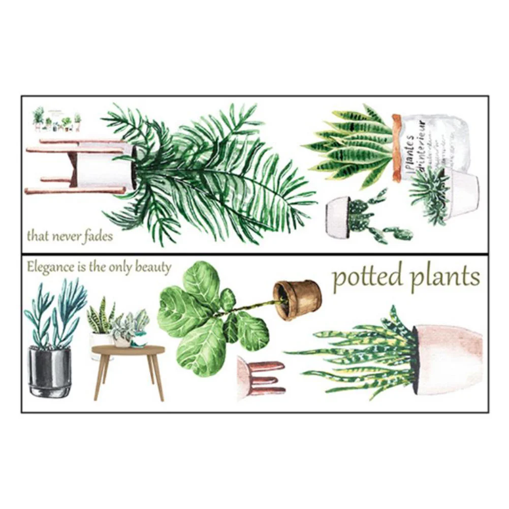 Фото 2 листа домашний декор растения бонсай настенные стикеры Настенные наклейки